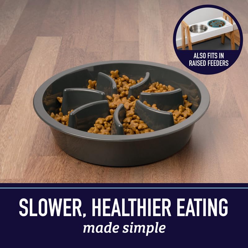 Leash Boss Slow Feeder Dog Bowls - Cup Maze Puzzle Slow Feeder Dog Bowl with 2 Cups - With 7.5-8 Inch Feeder Holes - Dog Bowl Slow Feeder - Slow Feeding Dog Bowl for Large, Medium & Small Sized Breeds 2 Cup - 7.5-8 Inch Feeder Holes Gray - PawsPlanet Australia