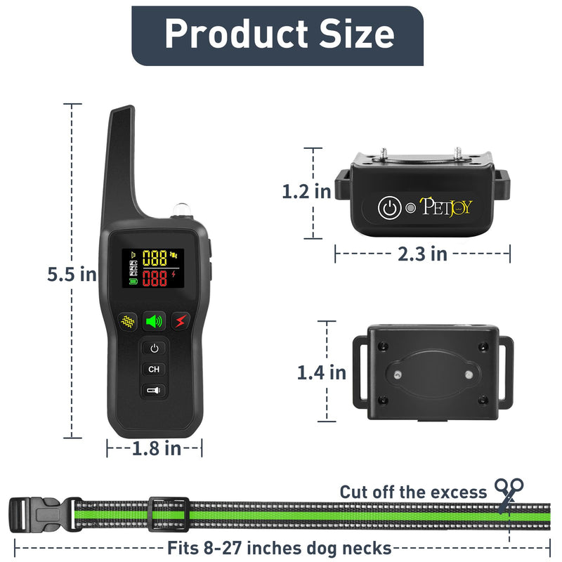 PetJoy Dog Bark Collar with Remote, Bark and Training Collar 2-in-1, Auto Bark Collar with Safe Shock (Level 1-100), Vibration (Level 1-100), Auto Mode (Sensitivity 1-5) and Beep - PawsPlanet Australia