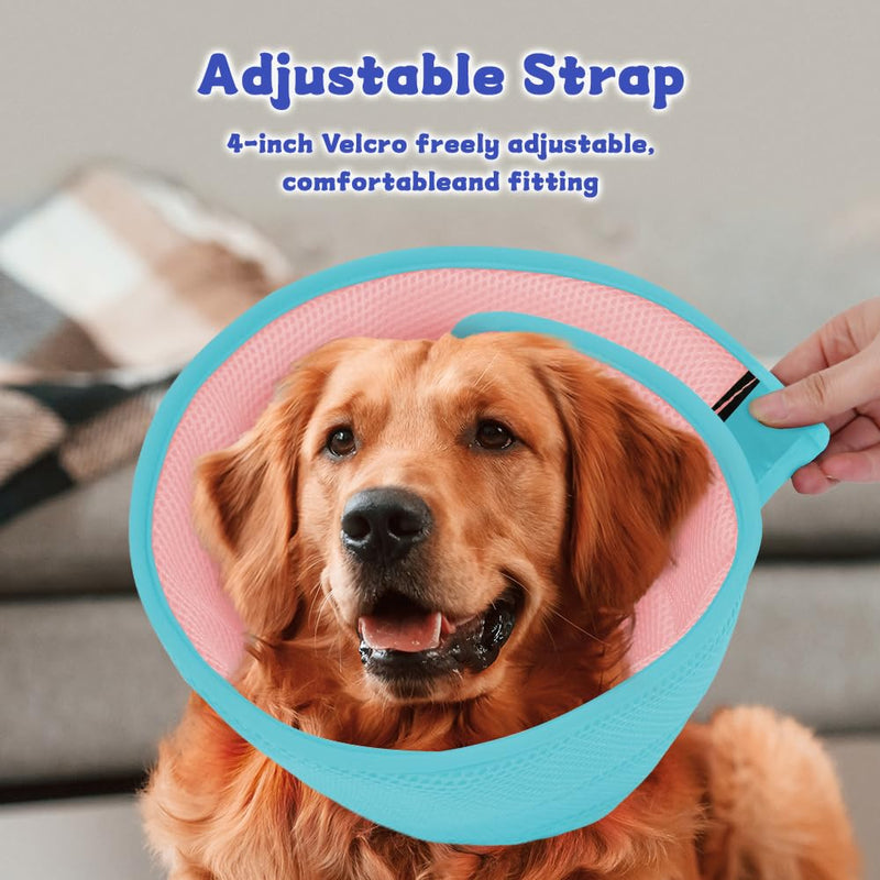 Soft Dog Cone Collar After Surgery Alternative for Dogs to Stop Licking, Comfy Collars for Large/Medium/Small Pet, Adjustable Elizabethan Neuter Recovery E Cones of Shame Neck & Head Ecollars Light Blue/Pink L (Fit 20-49 lb Dog) - PawsPlanet Australia