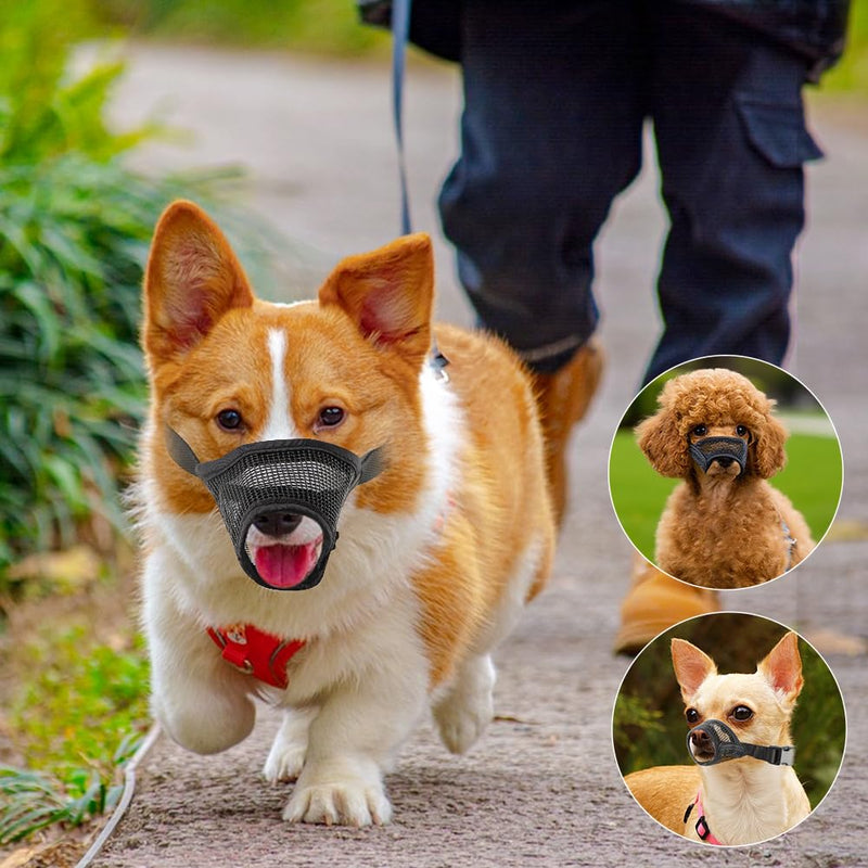 3pack Dog Muzzle Suits for Small Medium Large Dogs, Drinkable Breathable Mouth Guard, Adjustable Strap Soft Dog Muzzle to Prevent Biting Chewing, Air Mesh Muzzles for Scavenging Licking (XS+S+M) - PawsPlanet Australia