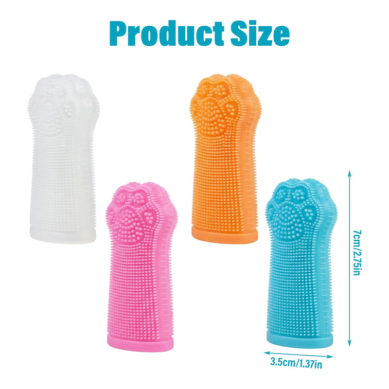 Nivofu Silicone Finger Toothbrush for Dogs & Cats for Dental Care - 4-Piece Set with Box - Dog Toothbrush for Tartar Control, Fresh Breath & Healthy Dental Care for Cats (Blue, Pink, Orange, White)