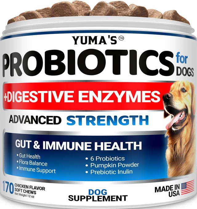 YUMA'S Natural Probiotics for Dogs: Crafted in USA with Pumpkin and Enzymes - Soft Chews for Digestive Wellness and Gut Health - PawsPlanet Australia