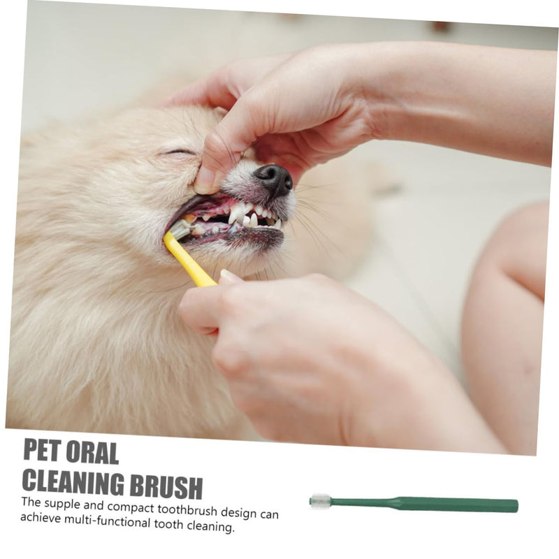 TOYANDONA Small Dog Toothbrush Oral Care Brush for Puppies and Cats Non-Slip Handle Gentle Against Plaque and Bad Breath Pet Dental Care Accessories for Healthy Teeth