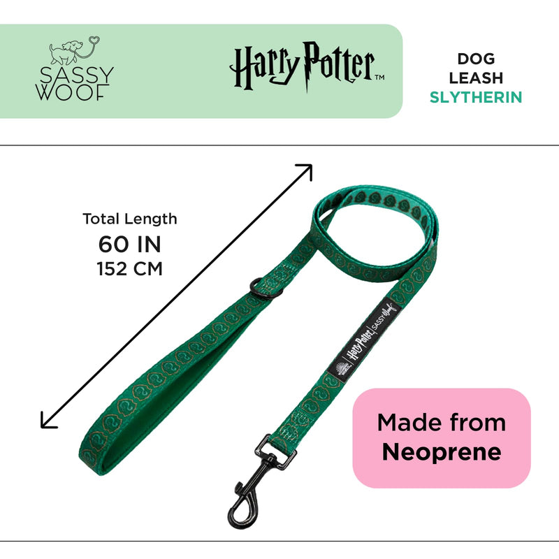 Sassy Woof Harry Potter™ Slytherin Dog Leash 60-Inch with Neoprene Padded Handle - Comfortable, Durable, and Stylish for Small to Large Dogs - PawsPlanet Australia
