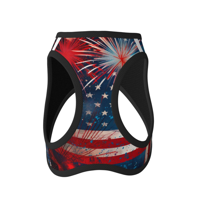 Fireworks Flag Reflective Dog Harness with Leash, Soft Vest Harness for Small Medium Large Dog Puppy Pets (Medium Size) Fireworks Flag - PawsPlanet Australia