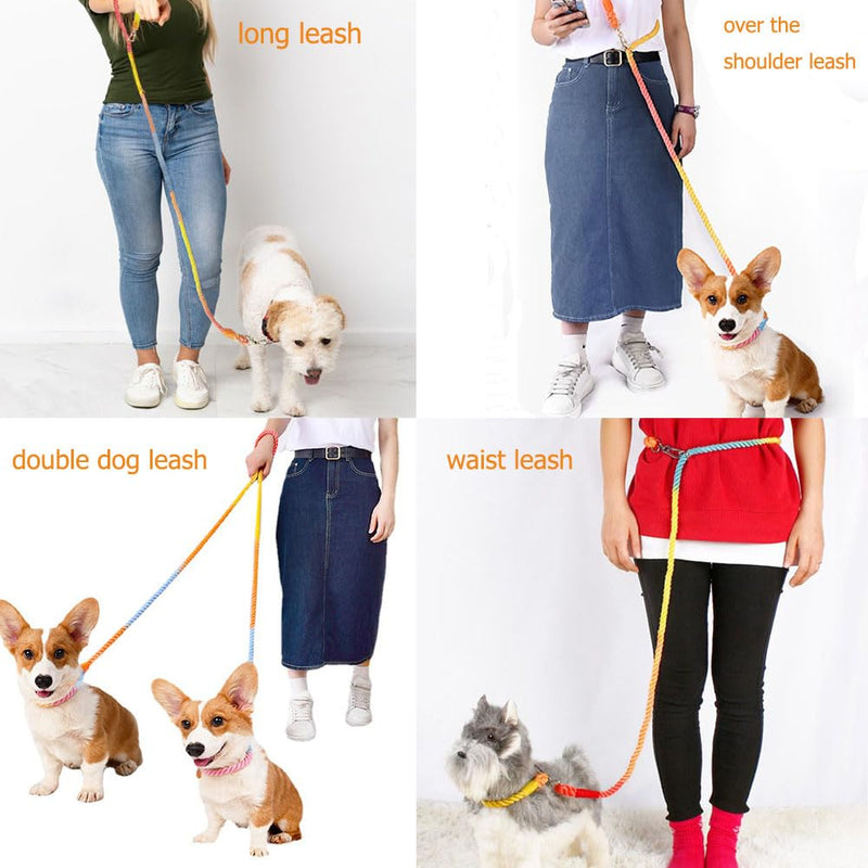 LWBMG Multifunctional Rope Dog Leash 7 FT with Double Swivel Hook Hands Free for Small Medium and Large Dogs Running Walking Macaron 7FT x 1/2in - PawsPlanet Australia
