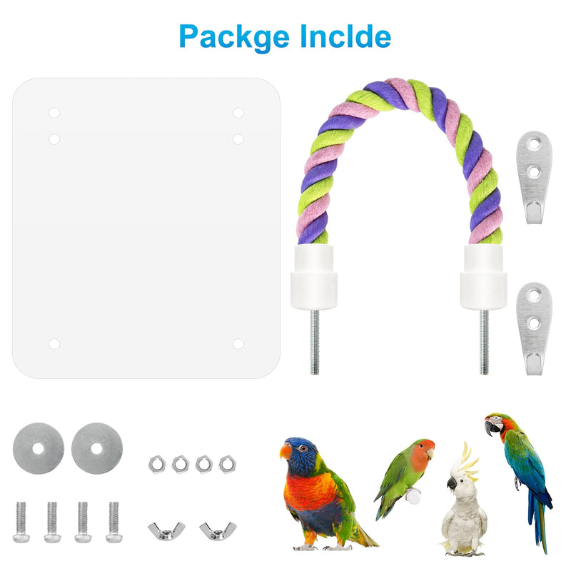 5.9" Bird Mirror with Rope Perch Bird Toys Swing, Comfy Perch for Greys Amazons Parakeet Cockatiel Conure Lovebirds Finch Canaries - PawsPlanet Australia