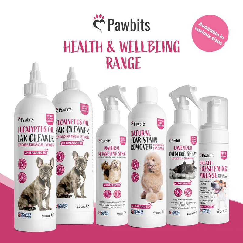 Pawbits Ear Cleaner for Dogs & Cats A Moisturising Ear Cleaning Solution with Eucalyptus Oil to Remove Dirt & Wax – Non Toxic & Soothing Drops to Stop Itching & Discomfort, Head Shaking (250ml) 250ml - PawsPlanet Australia