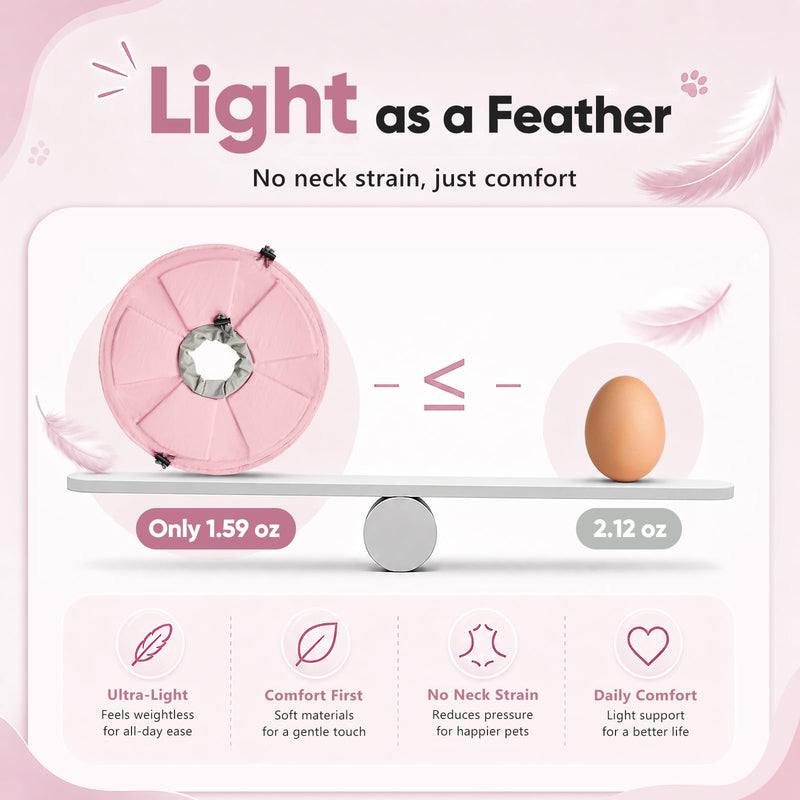 Cat Cone Collar Soft, Adjustable Elizabethan Collar for Cats to Stop Licking, Comfortable Lightweight Kitten Cone for Wound Healing and Surgery Recovery,Pink,L Pink L