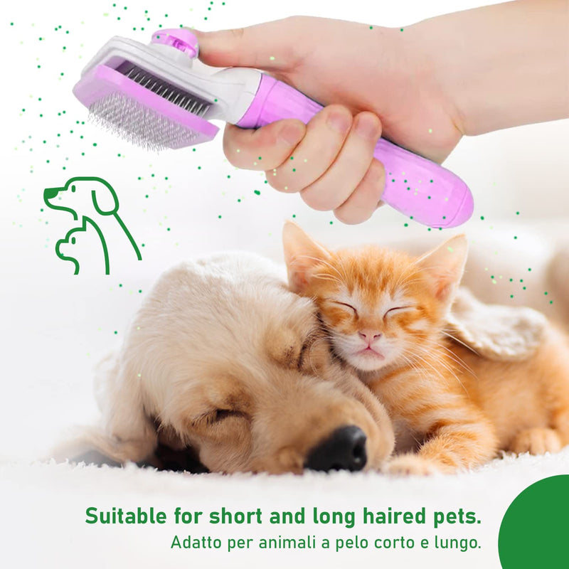 oft Brush for Dogs and Cats, Self-cleaning Pet Brush, Removing Dead and Excess Hair, does not scratch animal skin, pet supplies accessories, zero pain (Rose) pink
