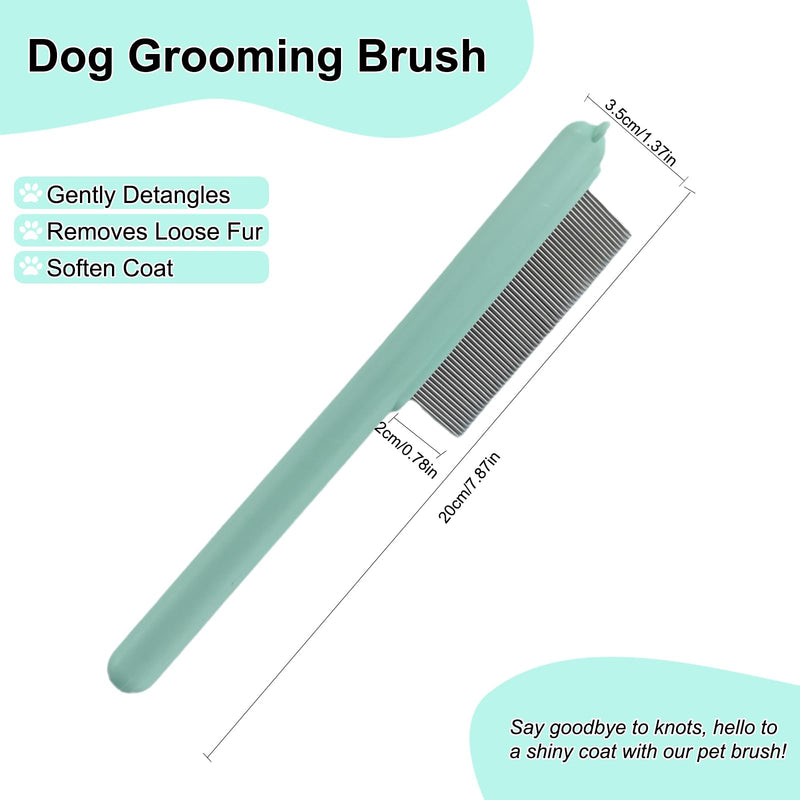 Cute Plastic Dog Comb with Stainless Steel Bristles and Furry Ears Design - Pet Grooming Tool for Removing Dirt and Tangles （Green） Green