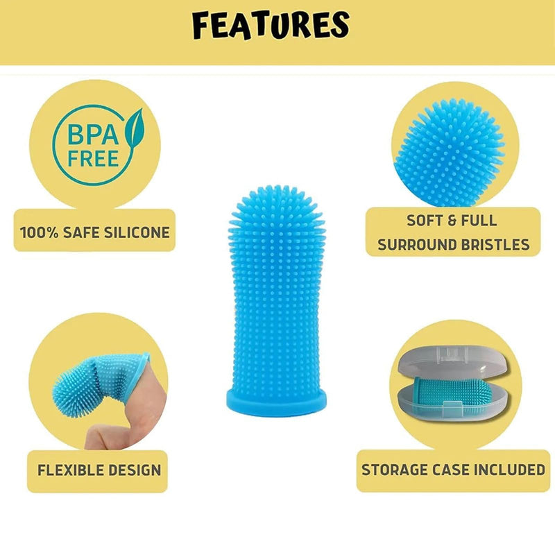 Pack of 4 Dog Toothbrushes, 360º Pets Teeth Cleaning Toothbrush for Dogs Cats, Silicone Finger Toothbrush, Dog, Finger Toothbrush, Reusable, Dog Dental Care Teeth Cleaning
