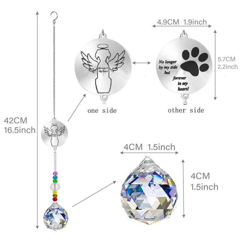 Dog Memorial Gifts for Loss of Dog, Pet Paw Print Sympathy Gifts Crystal Window Suncatcher,Bereavement Gift Sun Catcher,Dog Remembrance Gift Rainbow Maker,Pet Passing Away Loss Gifts (C) C - PawsPlanet Australia
