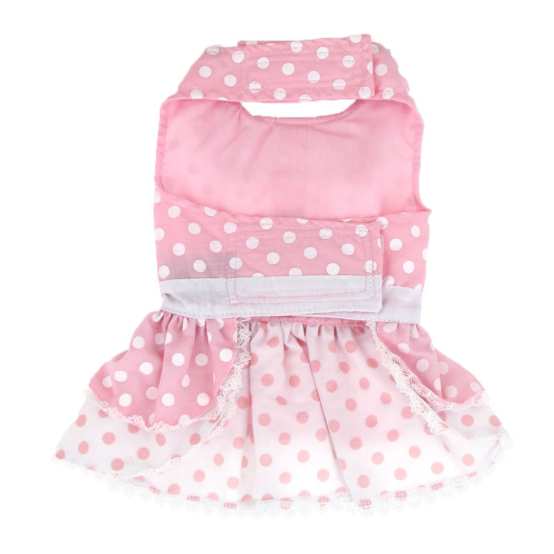 DOGGIE DESIGN Pink Polka Dot and Lace Dog Harness Dress Set Medium - PawsPlanet Australia