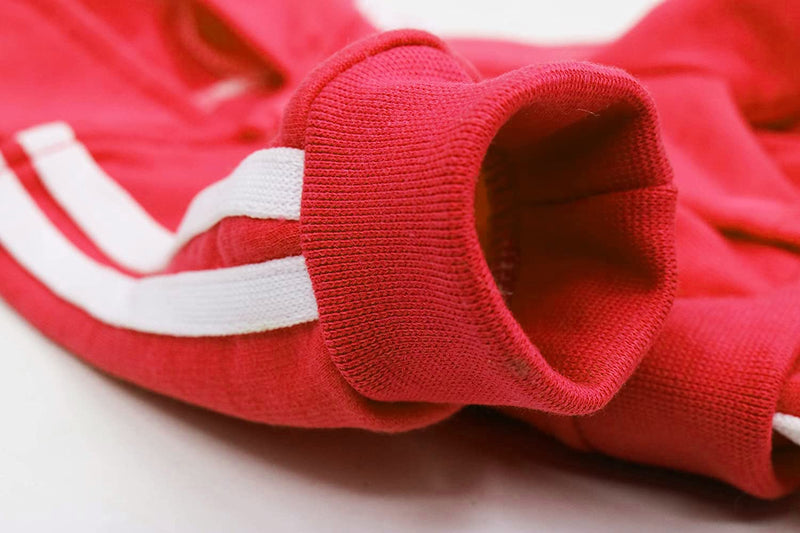 Small Puppy Dog Hoodie Dog Clothes Sweater 4 Legs Dog Jumpsuit Fleece Sweatshirt Dog Outfit Girl Dog Winter Clothes Cotton Puppy Hoodies for Small Medium Dogs Cats Apparel Small (Neck: 13.9-14.9'') Red - PawsPlanet Australia