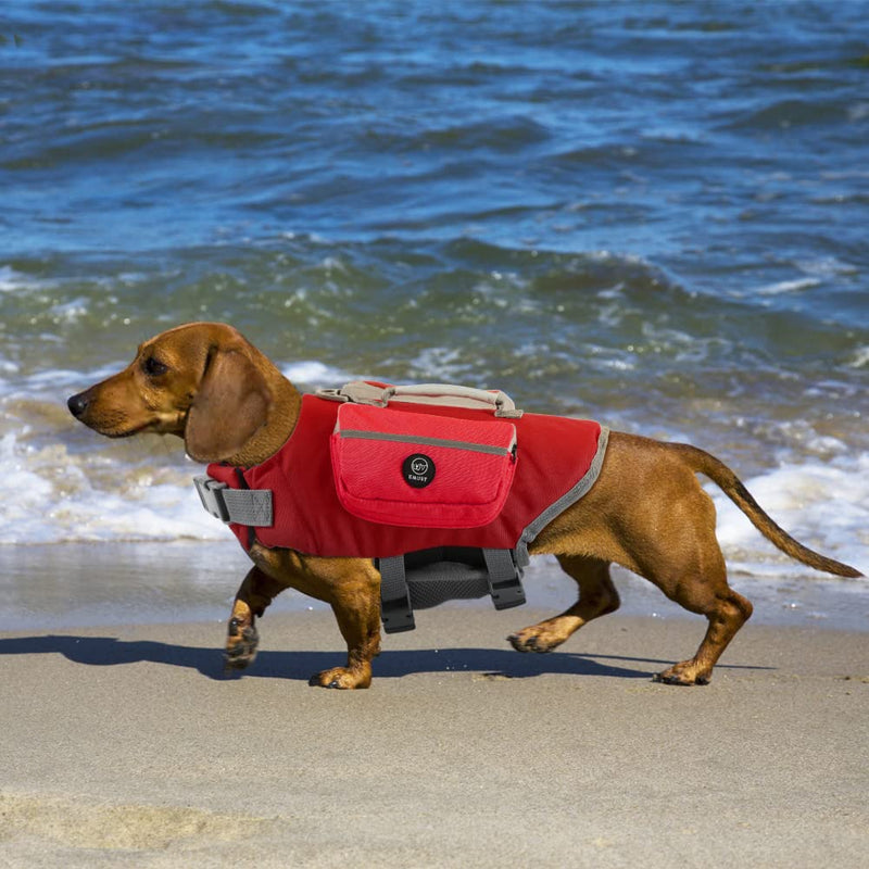 EMUST Dog Flotation Vest, Life Jacket for Small Dogs with Rescue Handle, Small Dog Vests Lifesaver for Swimming Boating Water, Red S - PawsPlanet Australia