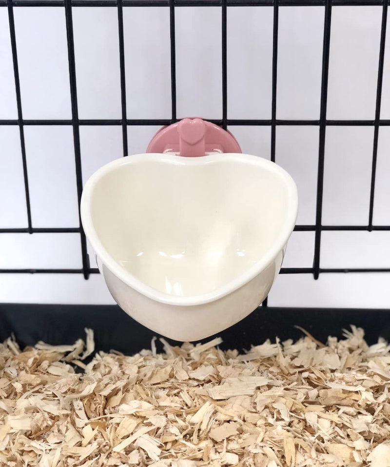 Choco Nose Patented Removable Heart Shaped Food Bowl for Dogs/Puppies/Rabbits/Cats/Guinea Pigs/Chinchillas/Birds -Water Dish for Small Pets or Animals - for Wire Cages or Crates Pink - PawsPlanet Australia