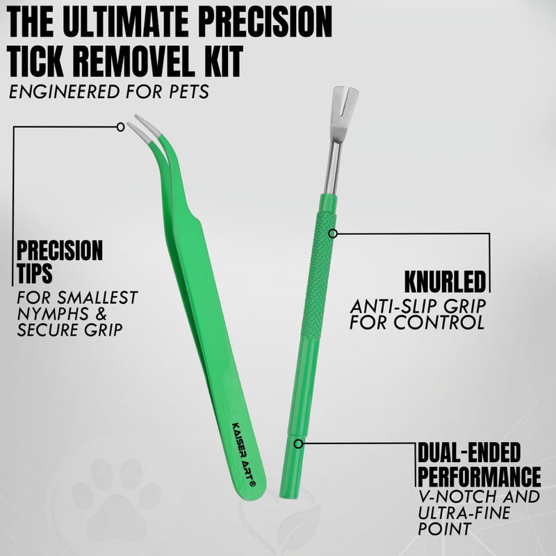 Tick Remover Tool for Dogs, Cats & Humans | Deer Tick Remover Kit | Stainless Steel Tick Removal Tool with Fine Tip Tweezers | Removes Entire Tick Head & Body