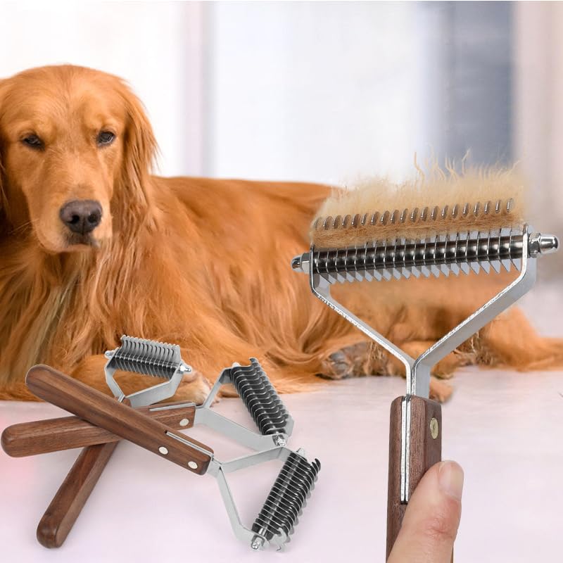 Wooden Cat and Dog Comb - Double Sided Detangling Brush for Pets, Removes Knots and Dead Hair - PawsPlanet Australia