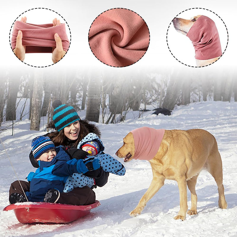 2 Pcs Dog Snood for Neck and Ears Warmer, Pet Cat Dog Hoodie with Noise Protection and Anxiety Relief (Purple+Pink, L)