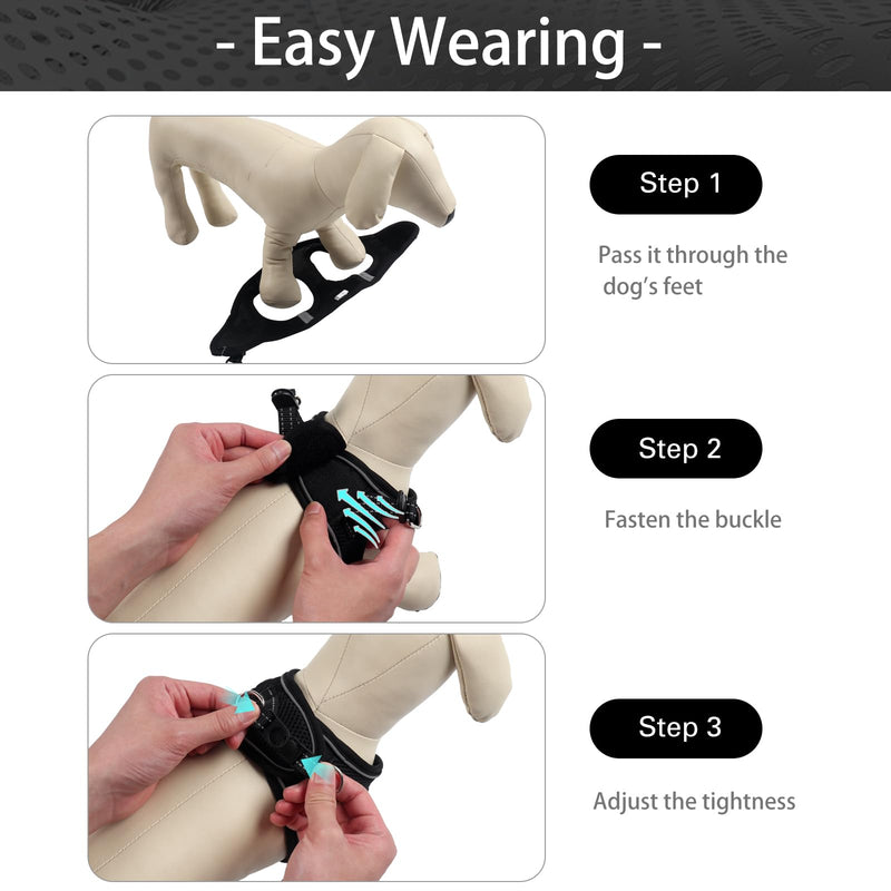 Dog Harness for Small Dogs, Small Dog Harness and Leash Set, Honeycomb Grid, Reflective Lightweight Harness & Anti-Twist Pet Lead,Dog Harness(Multi Color, Size: XS-S-M) (XS, Black) - PawsPlanet Australia