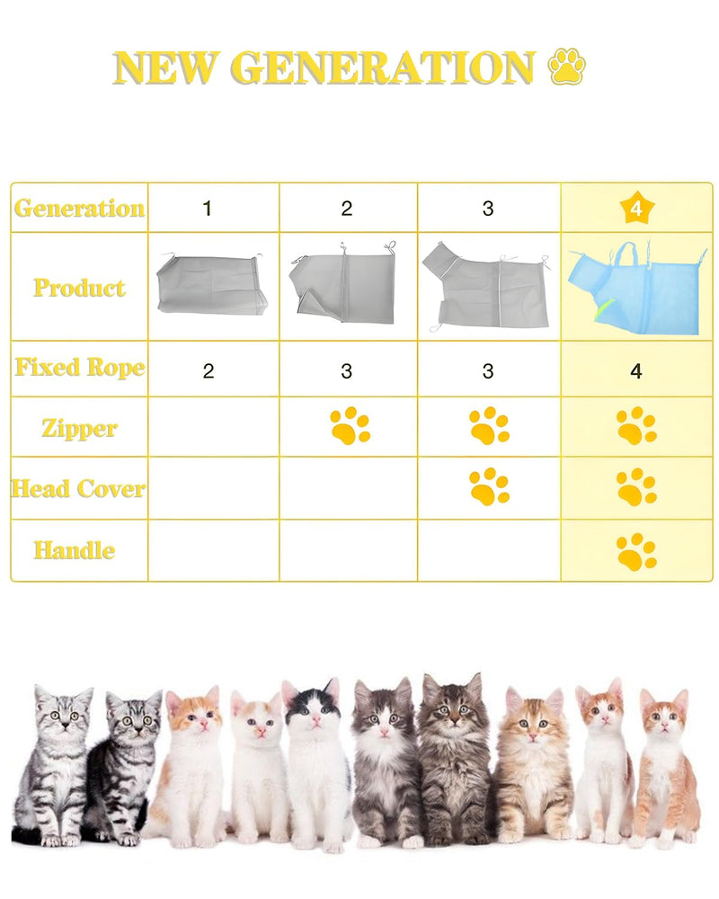 Cat Bathing Bag & Nail Clipper for Bathing Set, Cat Shower Bag Anti Scratch or Bite Breathable Adjustable Mesh Grooming Washing Bag, Includes Pet Nail Clipper & File for Cats Washing - PawsPlanet Australia
