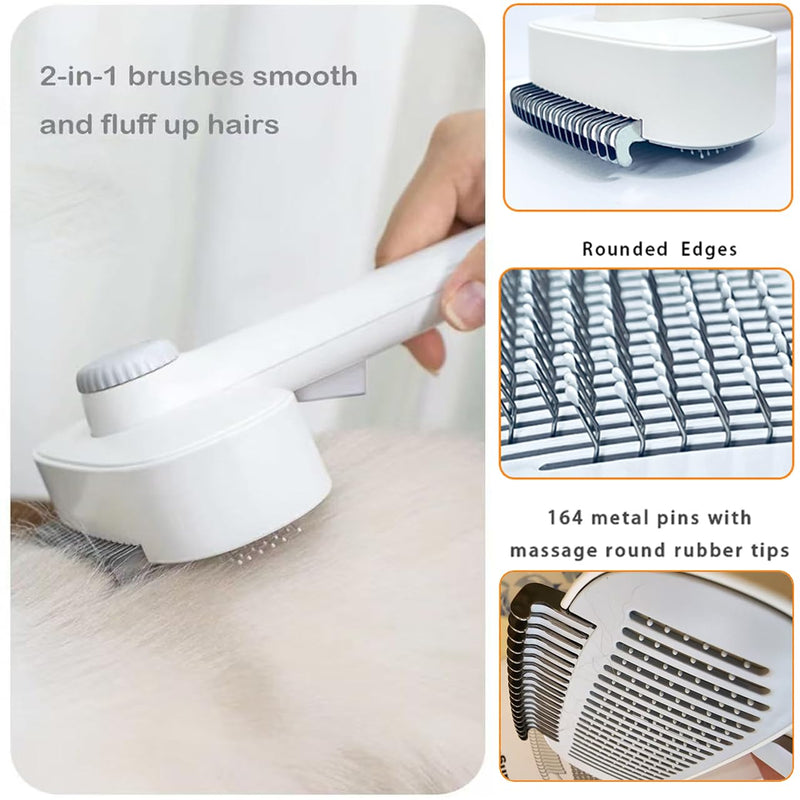 2-In-1 Pet Grooming Kit;Dog Brush For Shedding，Cat Brush For Long Haired Cats- Self-Cleaning Shedding & Detangling Brush,Dual-Direction Design - Professional For Long/Short Haired & Indoor Cats