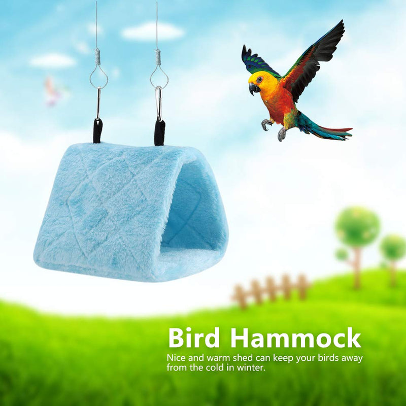 Bird Hammock, Soft Plush Parrot Hanging Hut Cage Perch Stand Swing Toys for Parakeet Cockatiel Lovebird Budgie Finch Canary Cockatoo African Grey Amazon Macaw S Blue