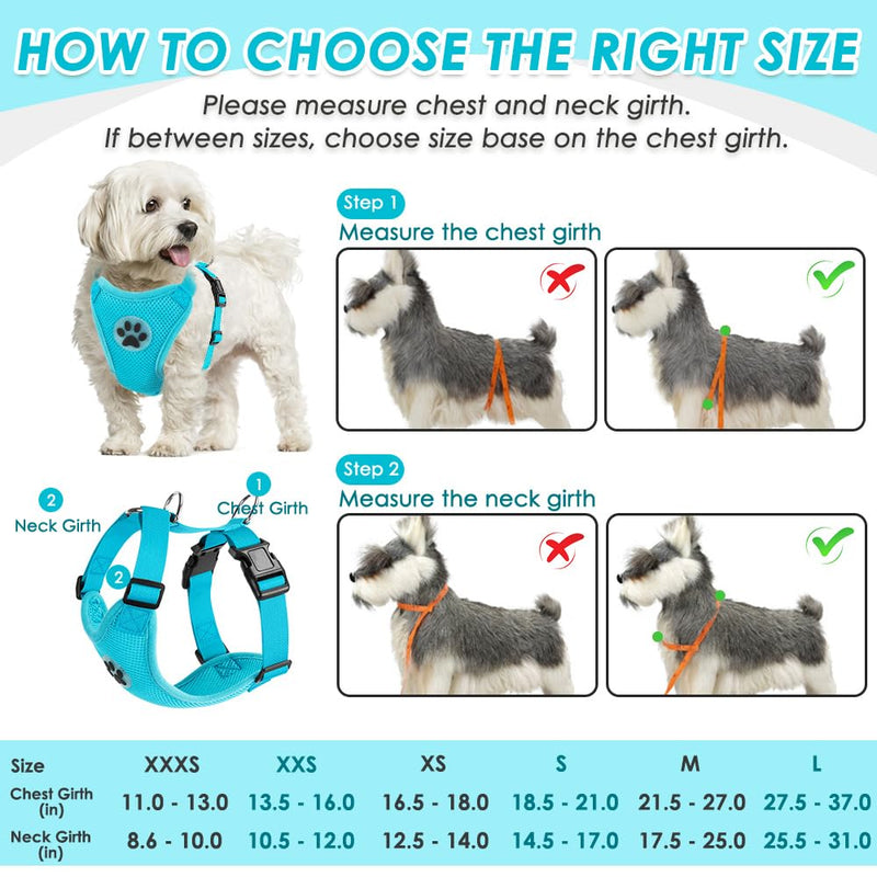 SlowTon Dog Seat Belt Harness for Car, Dog Car Harness Adjustable Mesh Breathable & Dog Seatbelt Safety Tether with Elastic Bungee for Small Medium Large Pets(Light Blue, Double Clip, L) D-Light Blue - PawsPlanet Australia