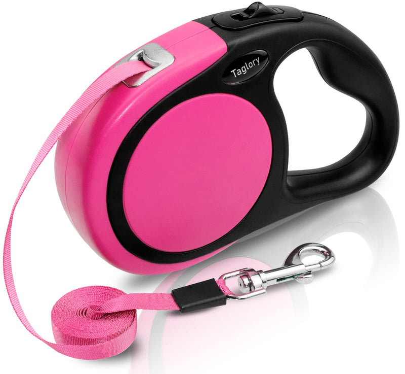 Taglory Retractable Dog Leash, 16ft No Tangle Dog Leash Retractable for Puppy Small Medium Dogs Up to 44 lbs, One-Handed Brake, Pause, Lock, Pink