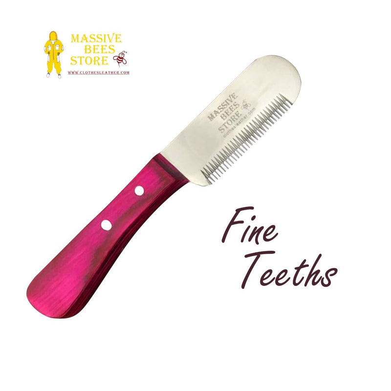 Dog Grooming Coat Stripping Knife Stripper Trimmer Tool Wooded Handle tripping Knives Set of 6 in Stainless Steel non slip tool for grooming dogs (Pink) Pink - PawsPlanet Australia