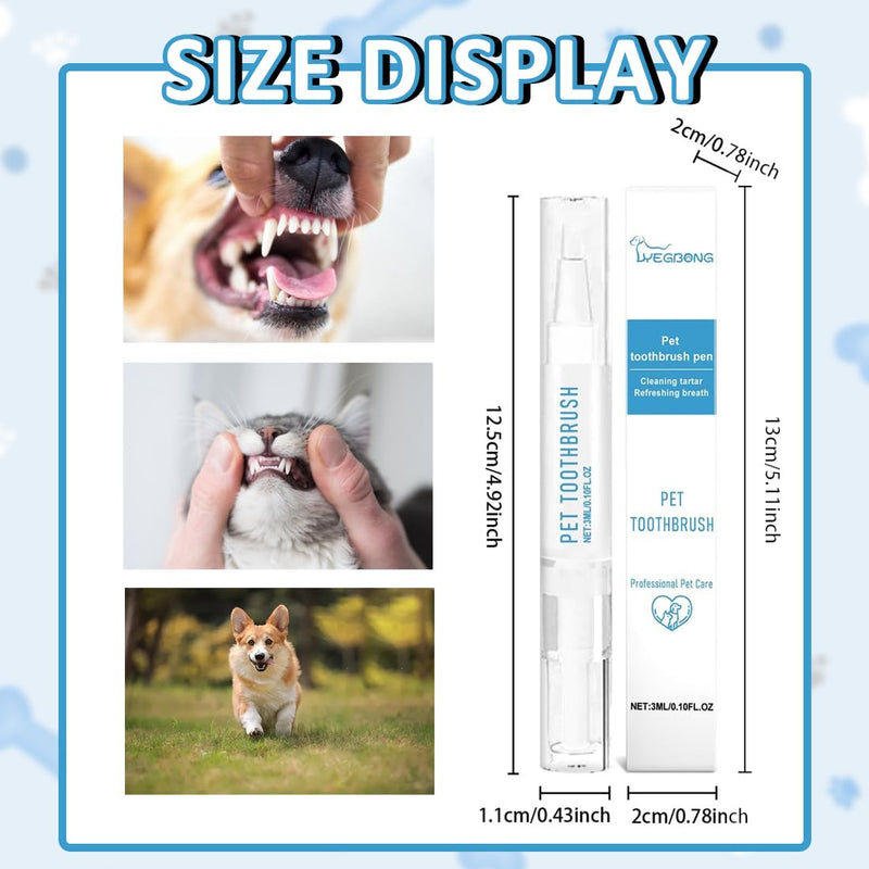 Pack of 2 Pet Toothbrush Pen, Stress Free Pet Tooth Cleaning Pen, Toothbrush Pen for Dogs Against Tartar & Plaque, Soft Bristles, Easy and Fast