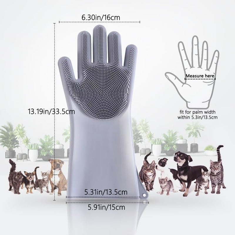 PnzongeMulti use silicone gloves for dogs, showers,pets cats hair removal, anti scratch massage products thickened set of 2 Gray - PawsPlanet Australia