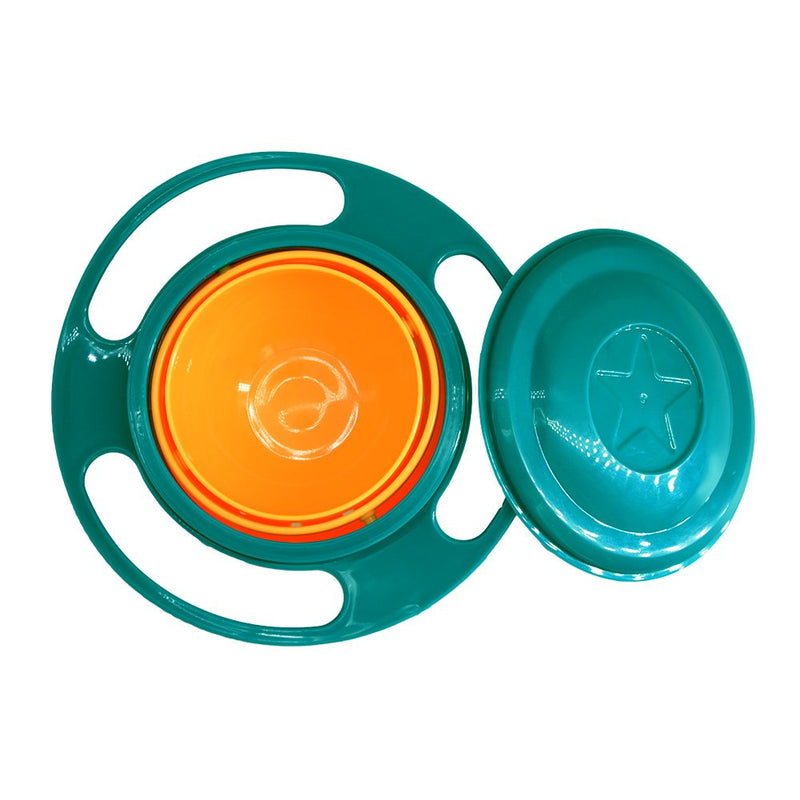 ZTL Gyro Bowl 360 Dgree Rotation Spill Resistant Gyroscopic Bowl with Lid Green