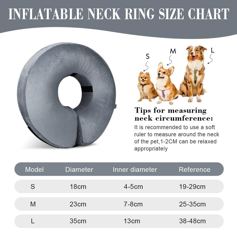 Inflatable Collar Dog Protective Collar, Dog Collar Leak Protection, Cat Collar, Adjustable Collar for Dogs After Surgery, Recovery Collar Soft Collar for Puppies M