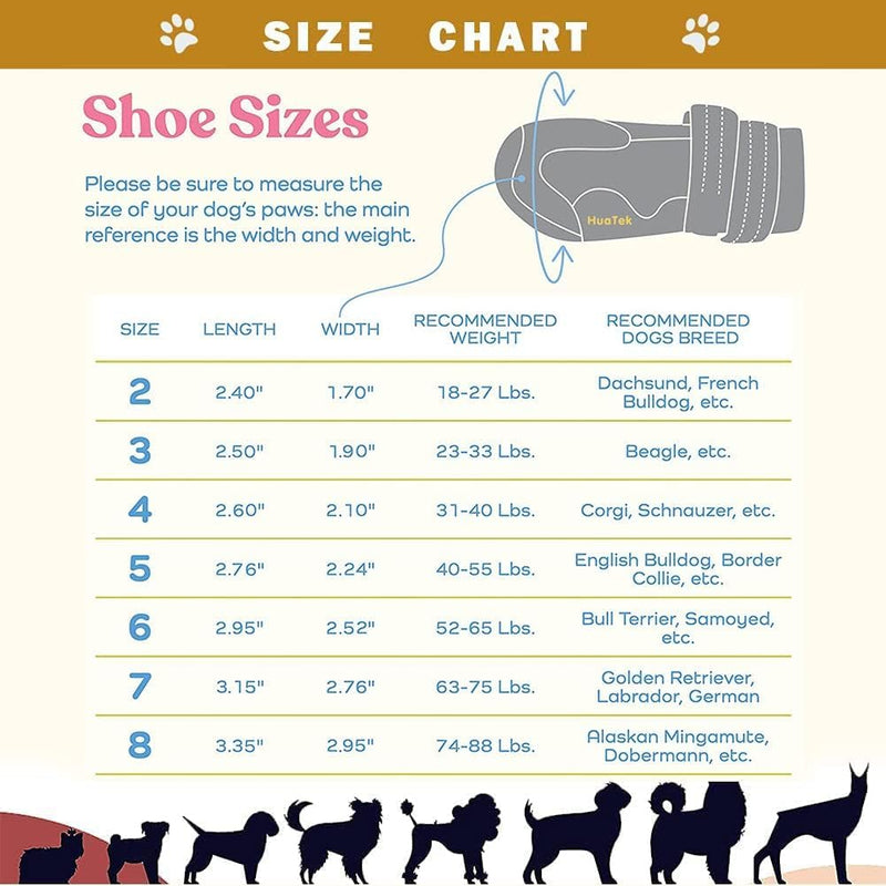 Waterproof Dog Boots, Dog Outdoor Shoes for Medium to Large Dogs with Two Reflective Fastening Straps and Rugged Anti-Slip Sole (2.95" x 2.52",Black 4PCS). Size 6: (2.95"x2.76")(L*W) for 52-65 lbs Black - PawsPlanet Australia