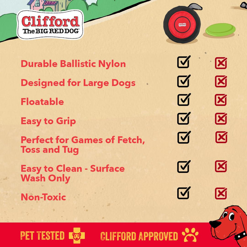 Clifford® Sliding Flyer Dog Frisbee | 10.5" Durable Nylon Frisbee Dog Toy for Large Dogs | Strong, Stimulating, Floating Outdoor Dog Toys - PawsPlanet Australia
