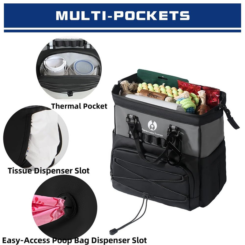 Dog Travel Bag, Airline Approved Pet Supplies Backpack, Dog Travel Backpack Accessories Set with 2 Silicone Collapsible Bowls and 1 Leash Clip for Camping, Road Trips & Weekends Away（Black） - PawsPlanet Australia