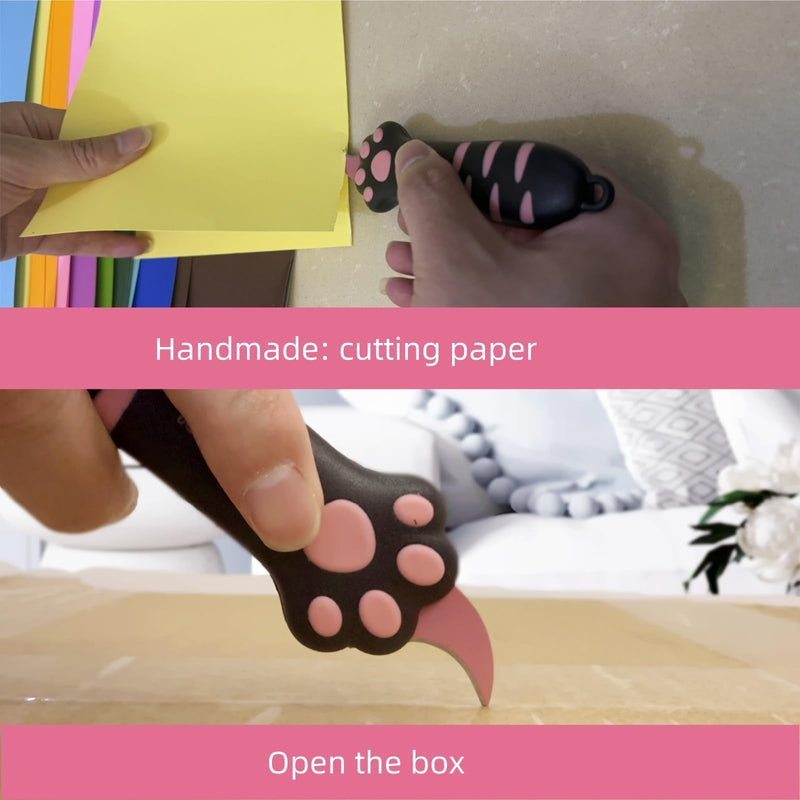 Cat Paw Box Cutter, 2025 New Retractable Cat Claw Knife Cute Cat Box Paper Cutter，Portable Cat Retractable Knife (black) Black - PawsPlanet Australia