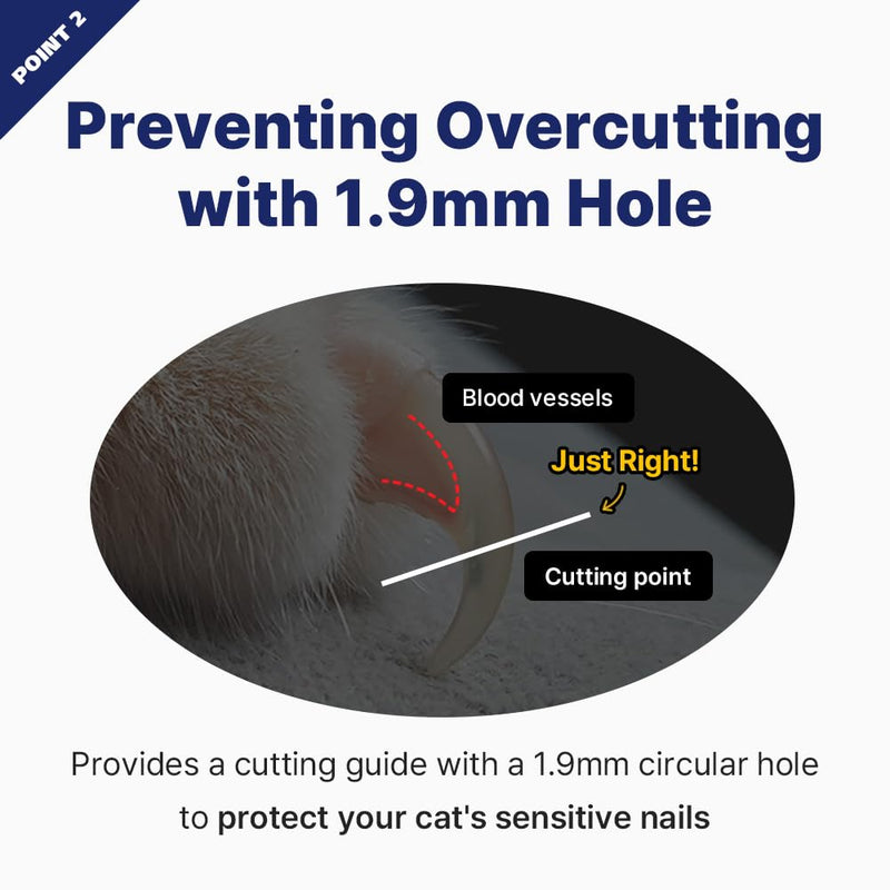 [PETHROOM] Cat Nail Clipper Trimmer for Indoor Cats with Circular Cut Hole (2mm) | Premium Sturdy Stainless Steel Blade Cat Claw | Safe, Easy, Accurate, Quiet & Fast | Avoid Overcutting - PawsPlanet Australia