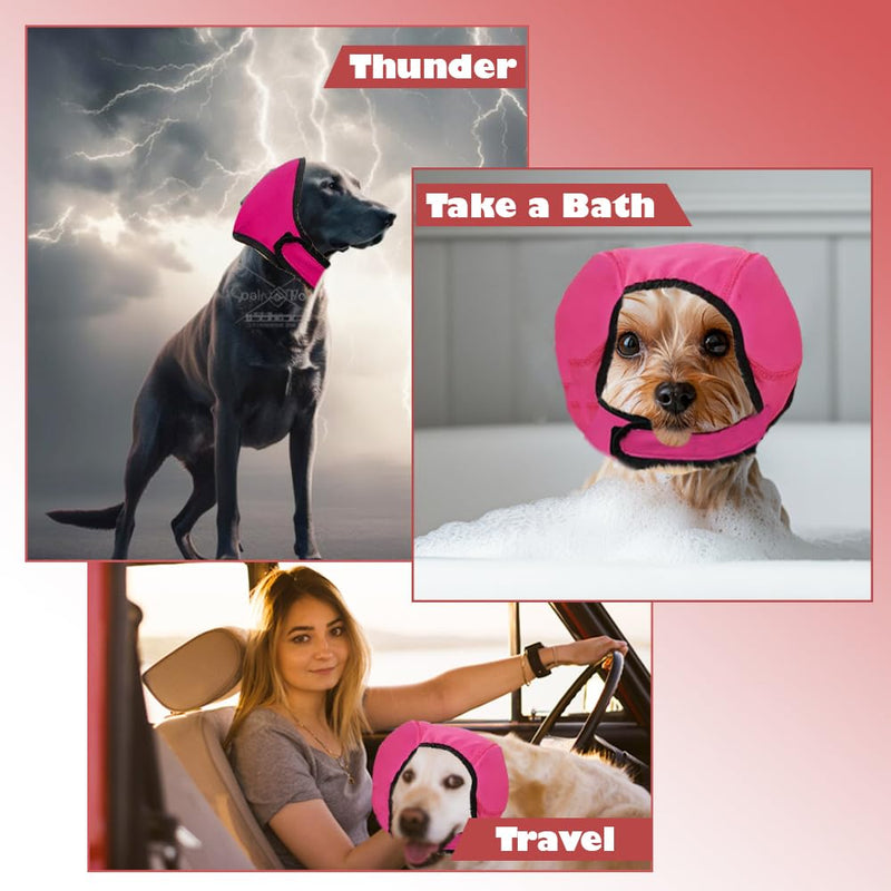 Dog Ears Cover Adjustable Dogs Calming Hood Waterproof Dogs Ear Muffs Dog Snood Ear Protector Pet Supplies for Bath Grooming Thunder Fireworks Anti Scary