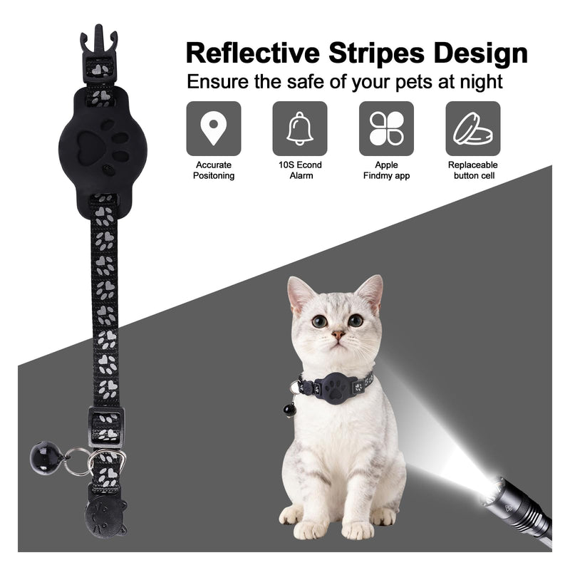 GPS Cat Collar with Bluetooth Tracker Holder - Breakaway Adjustable (7.5-12.6") for Small Cats for iOS (Findmy App) | No Monthly Fee | Waterproof Lightweight Reflective Pet Tracker - PawsPlanet Australia