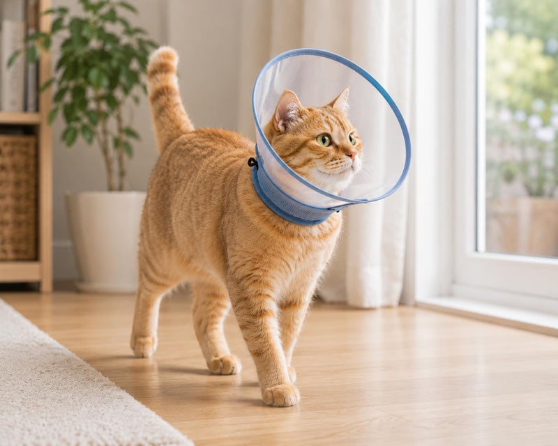 Avont Adjustable Cat Cone Collar, Alternative Anti-Lick E-Collar, Protective Recovery Elizabethan Cone After Surgery Recovery & Skin Protection for Kittens Puppy Small Dog to Stop Licking -Blue(M)