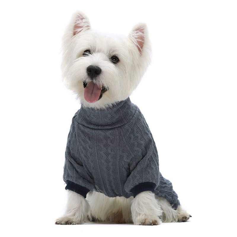 Fitwarm Turtleneck Knitted Dog Sweaters Winter Outfits Pet Coats Cat Clothes Blue Medium - PawsPlanet Australia