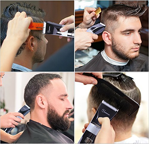 Hatteker Cordless Hair Trimmer Pro Hair Clippers Beard Trimmer for Men Haircut Kit Cordless USB Rechargeable Waterproof Black