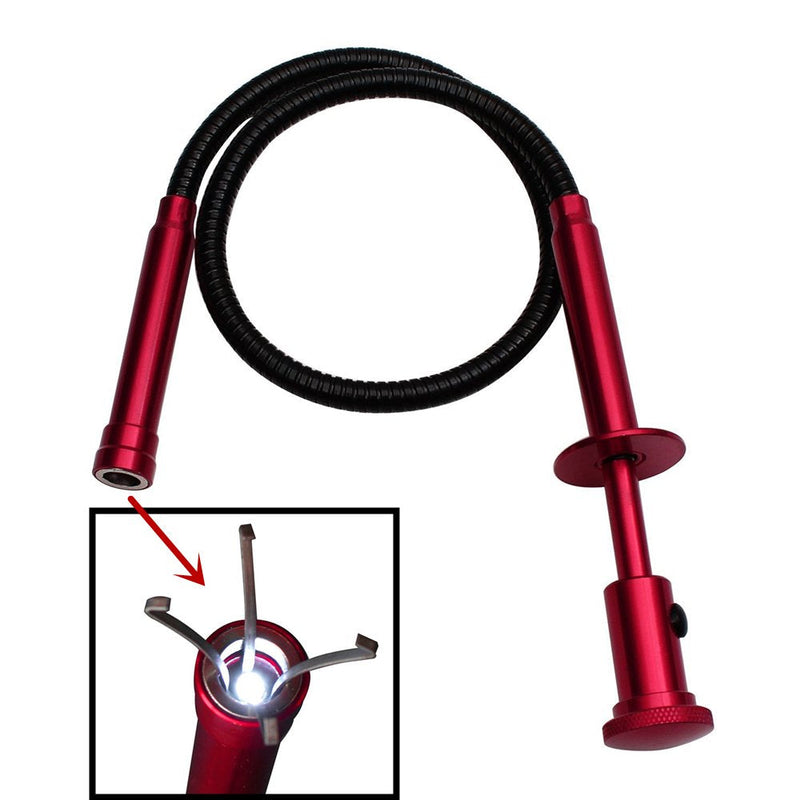 Flexible Claw Pickup Tool with Magnet Tool Flexible telescoping Claw led Light Grabber Extend，Long 28'' Four Claw 4-Claw for Small Parts Pickup Reacher Tool for Mechanics,Jewelry,Kids,etc. (Red) Red - PawsPlanet Australia