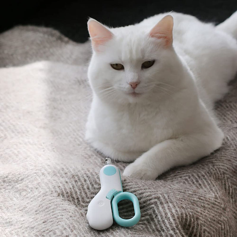Leo's Paw Cat Nail Clipper with LED Light for Safe Cat Claw Trimming Professional Feline Trimmer & Cat Claw Clipper with Sharp Stainless Steel Blades and Childproof Lock Suits All Small Animals (Mint) Mint - PawsPlanet Australia