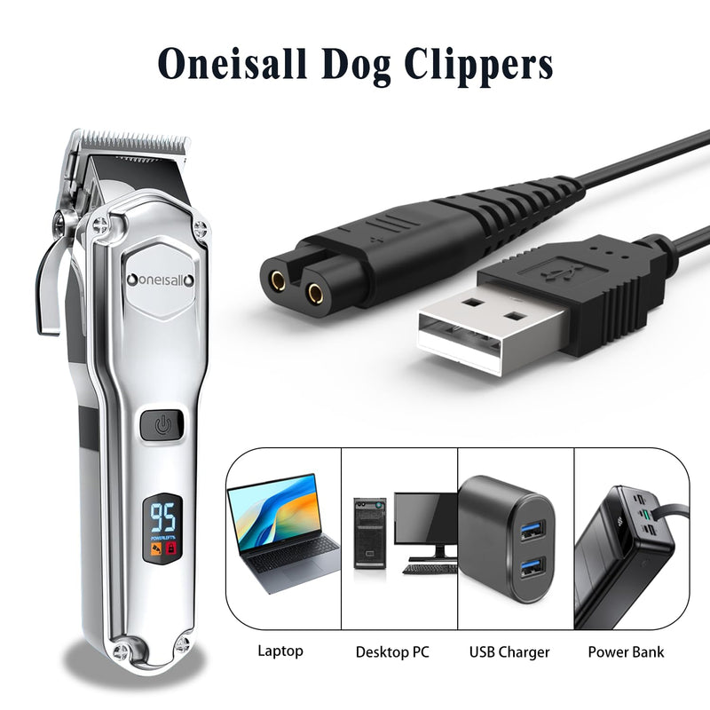 USB Charging Cable Cord for oneisall Low Noise Dog Clippers Model RFC-676 Only- Fit for oneisall Rechargeable Stainless Steel Blade Pet Shaver