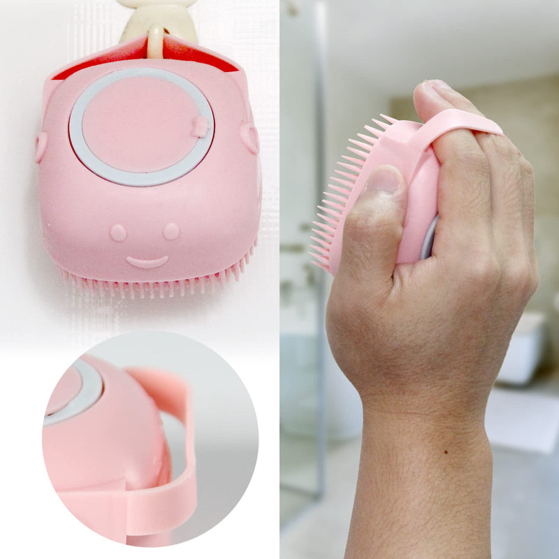Pet Bath Brush Dog Baths Brush Shampoo Dispenser Soft Silicone Dog Bathing Brushes Dogs Shampoo Brushes scrubbers for Cats and Dogs Shower Brush Grooming (Pink) Pink - PawsPlanet Australia
