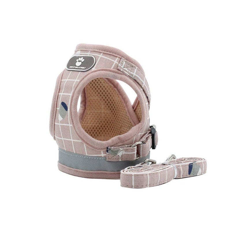 FEimaX Dog Harness and Leash Set, No-Pull Breathable Soft Mesh Puppy Vest Harness Reflective Adjustable Pet Harnesses for Small Medium Dogs and Cats - Outdoor Easy Control for Walking Plaid Pink XS (Chest 10.2-11.4'') - PawsPlanet Australia